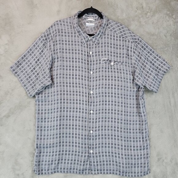 Columbia Shirt Mens Size XXL Gray Plaid Modal Blend Lightweight Short Sleeve - Picture 1 of 6